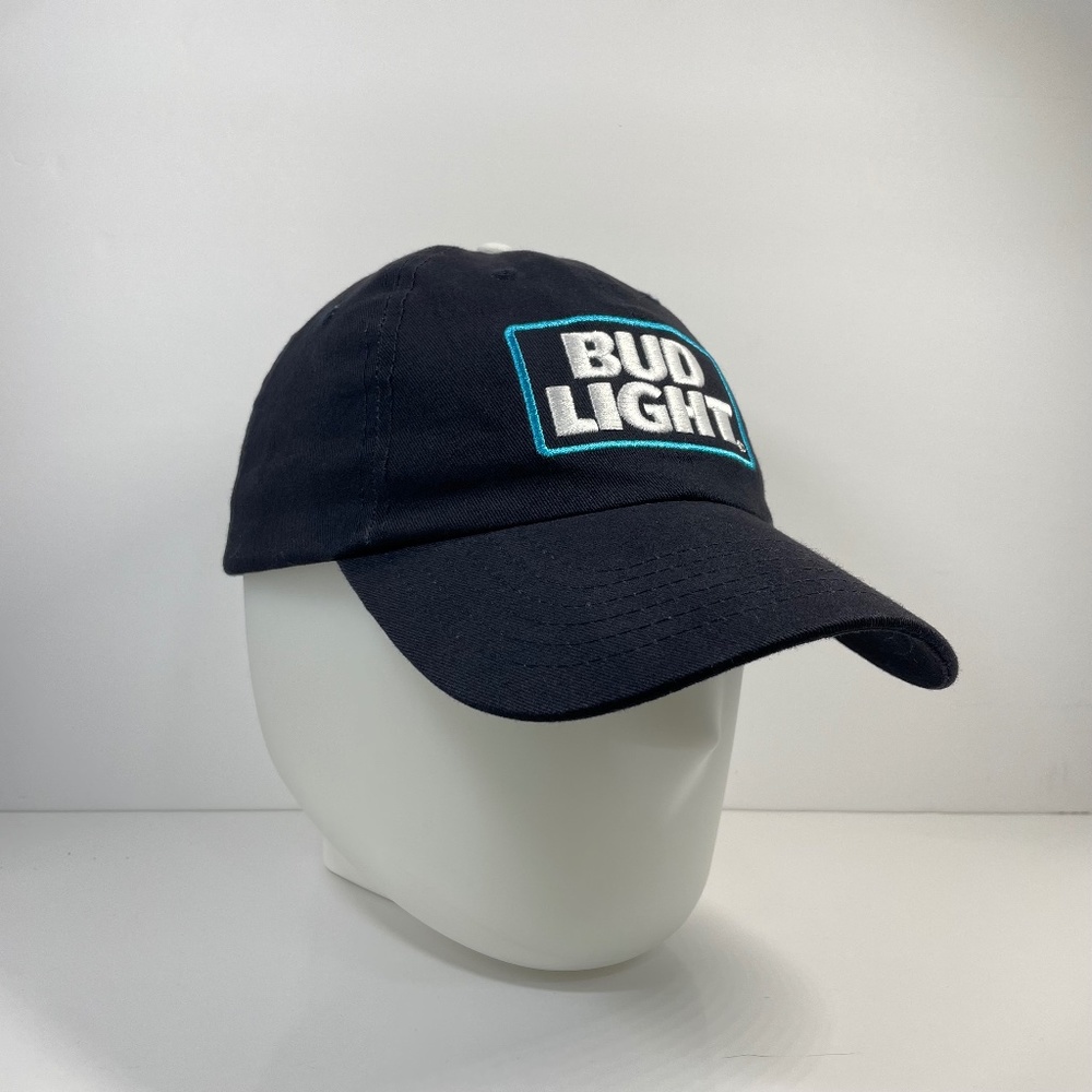 Bud Light Snapback Dad Hat Navy with Logo Patch Embroidery Patch